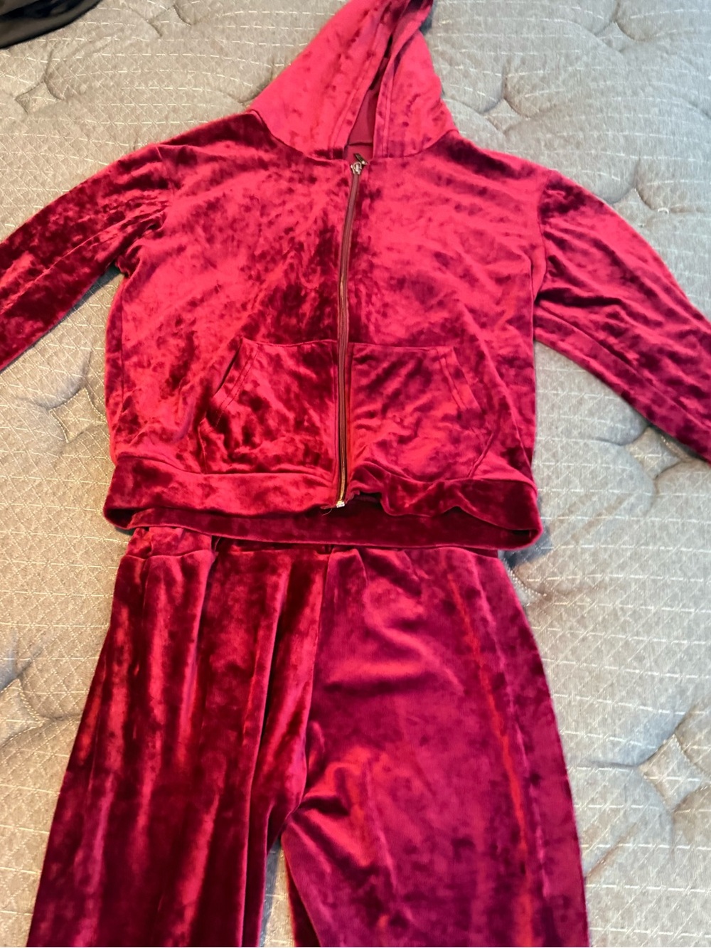 Velvet Hoodie & Jogger Set - Fuchsia Pink